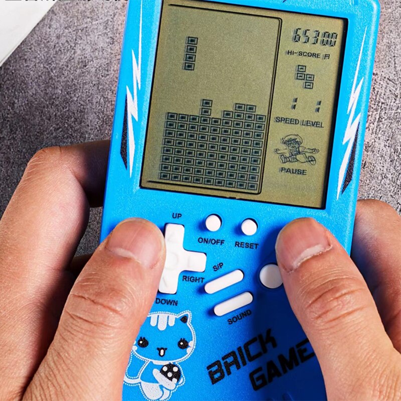 Classic Electronic Game Retro Puzzle Toy Blue Large Screen Handheld Game Console Toys For Children