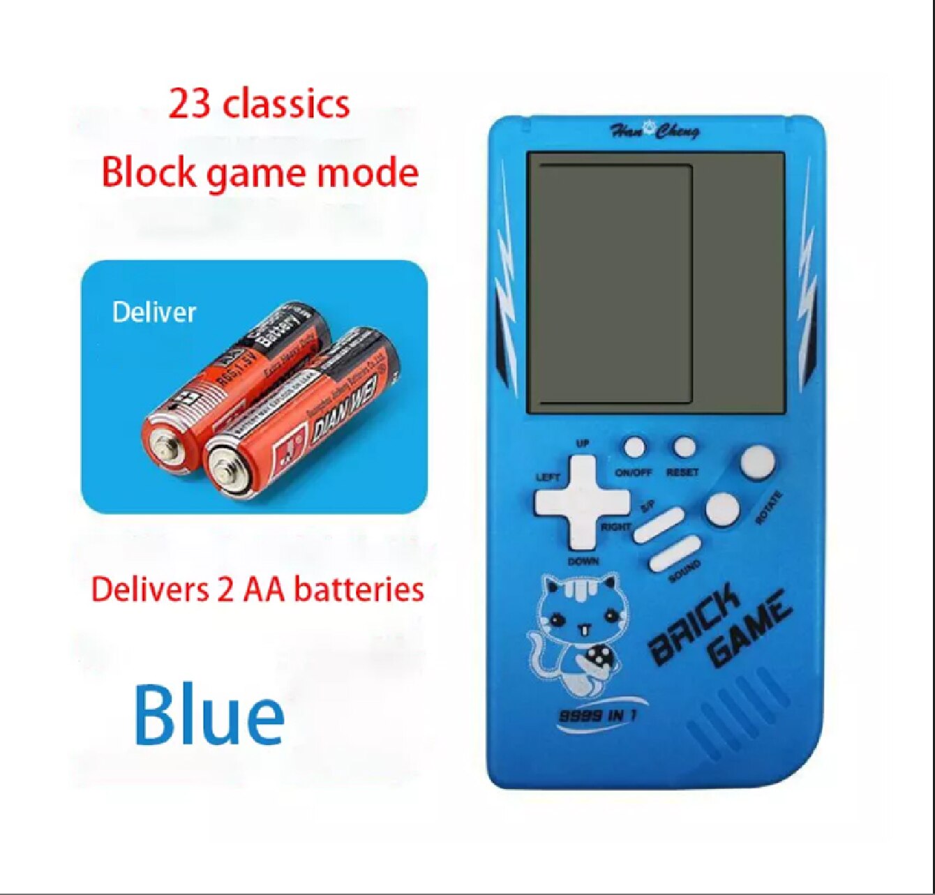 Classic Electronic Game Retro Puzzle Toy Blue Large Screen Handheld Game Console Toys For Children