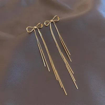 Classic Gold Bow Drop Earrings