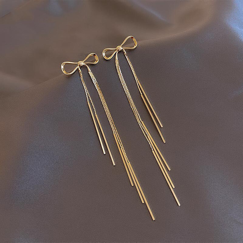 Classic Gold Bow Drop Earrings