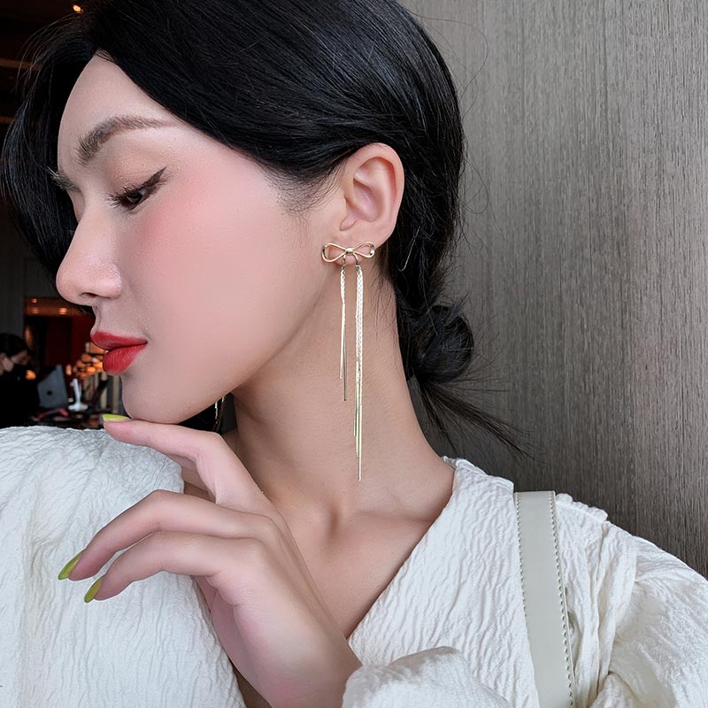 Classic Gold Bow Drop Earrings