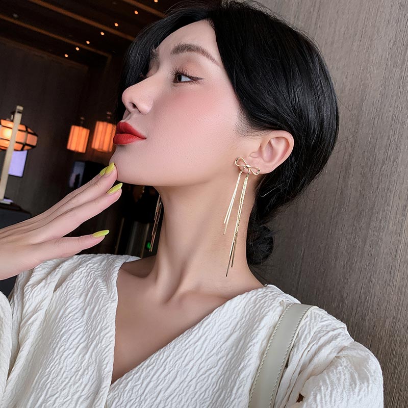 Classic Gold Bow Drop Earrings