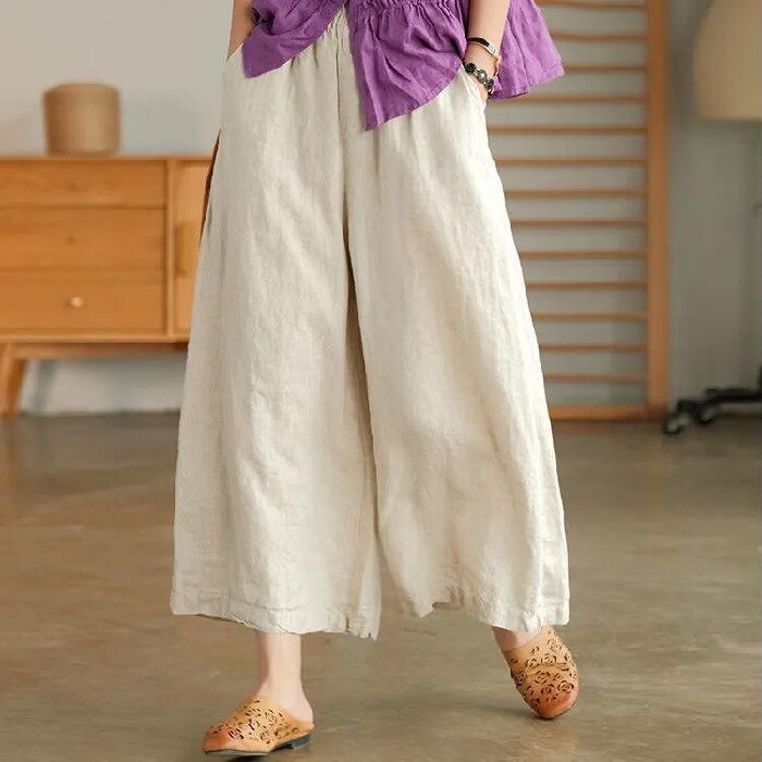 Classic Linen Wide Leg Ladies Pants