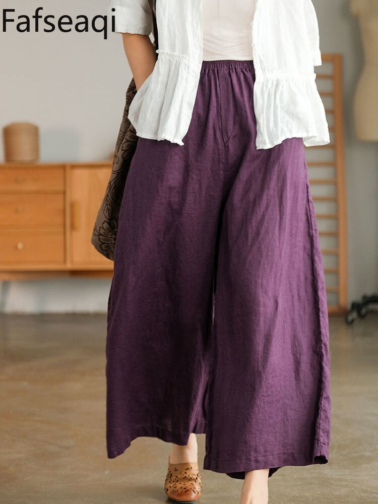 Classic Linen Wide Leg Ladies Pants