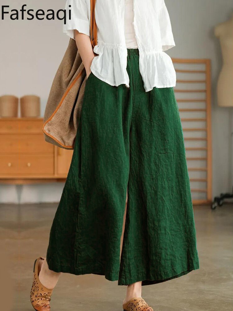 Classic Linen Wide Leg Ladies Pants