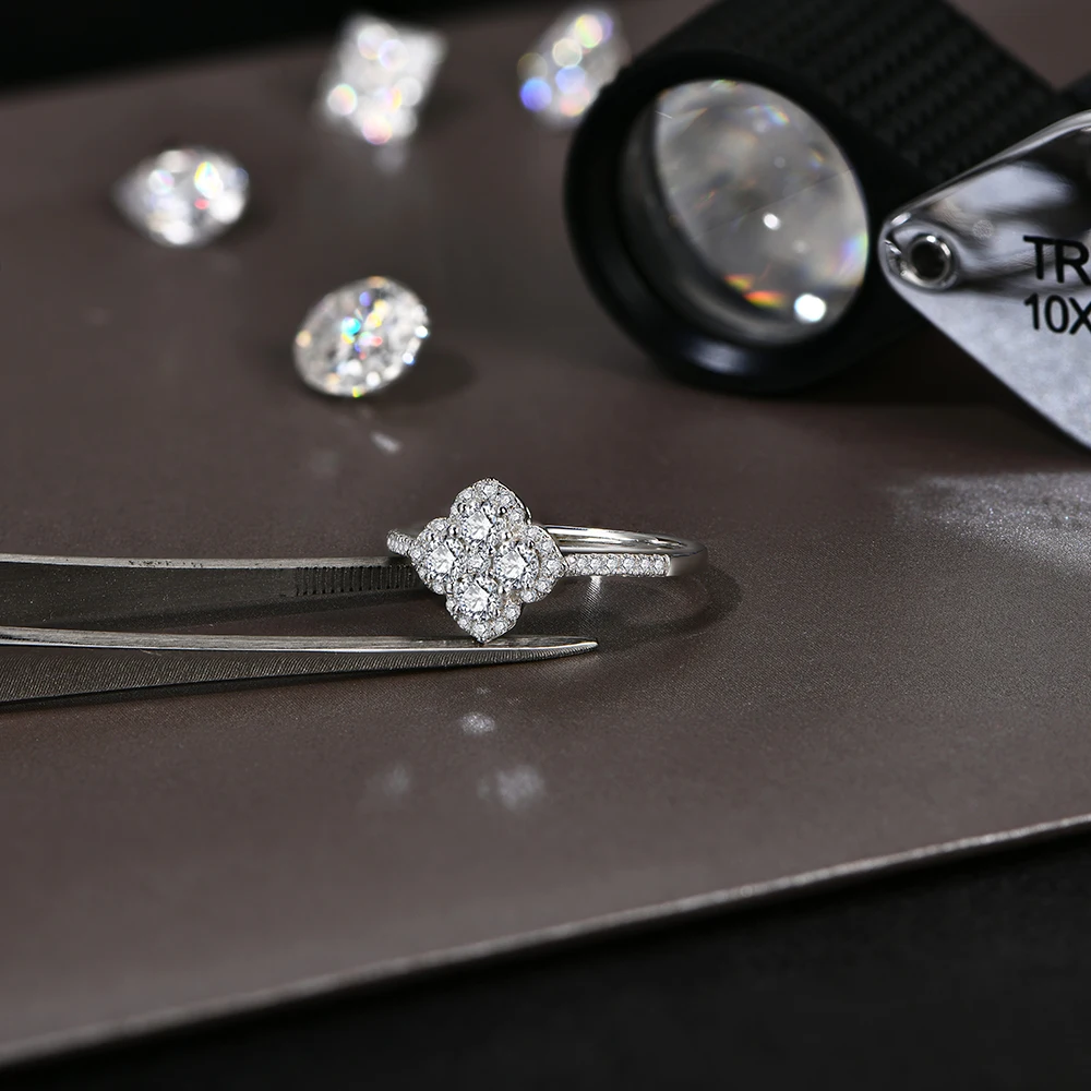 Classic Moissanite Rings for Women Sterling Silver Engagement Wedding Party Fine Jewelry Gift