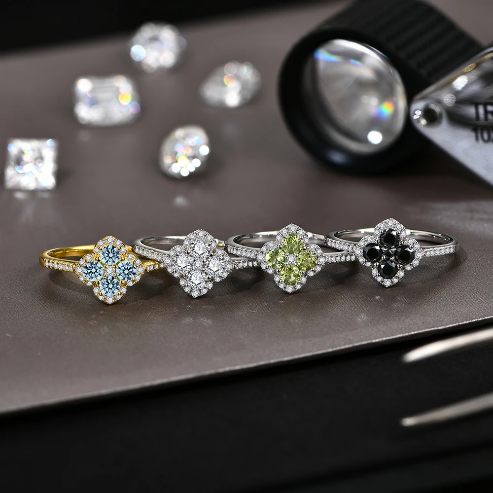 Classic Moissanite Rings for Women Sterling Silver Engagement Wedding Party Fine Jewelry Gift