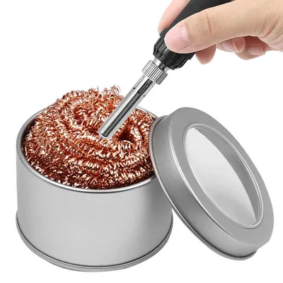 Cleaning Ball Desoldering Soldering Iron Mesh Filter Cleaning Nozzle Tip Copper Wire Cleaner Ball Metal Dross Box Clean