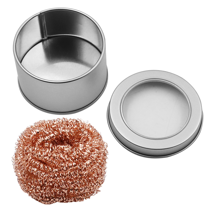 Cleaning Ball Desoldering Soldering Iron Mesh Filter Cleaning Nozzle Tip Copper Wire Cleaner Ball Metal Dross Box Clean