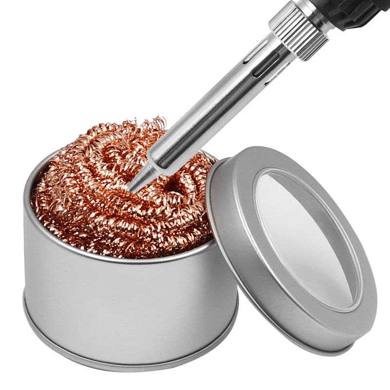 Cleaning Ball Desoldering Soldering Iron Mesh Filter Cleaning Nozzle Tip Copper Wire Cleaner Ball Metal Dross Box Clean
