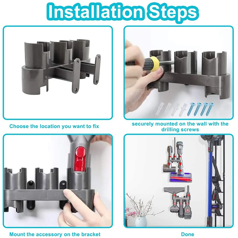 Cleaning Brush Head Storage Bracket for Dyson V7 V8 V10 Vacuum Cleaner Parts Stand Tool Nozzle Base Attachments Rack Cleaning Brush Head Storage Bracket for Dyson V7 V8 V10 Vacuum Cleaner Parts Stand Tool Nozzle Base Attachments Rack
