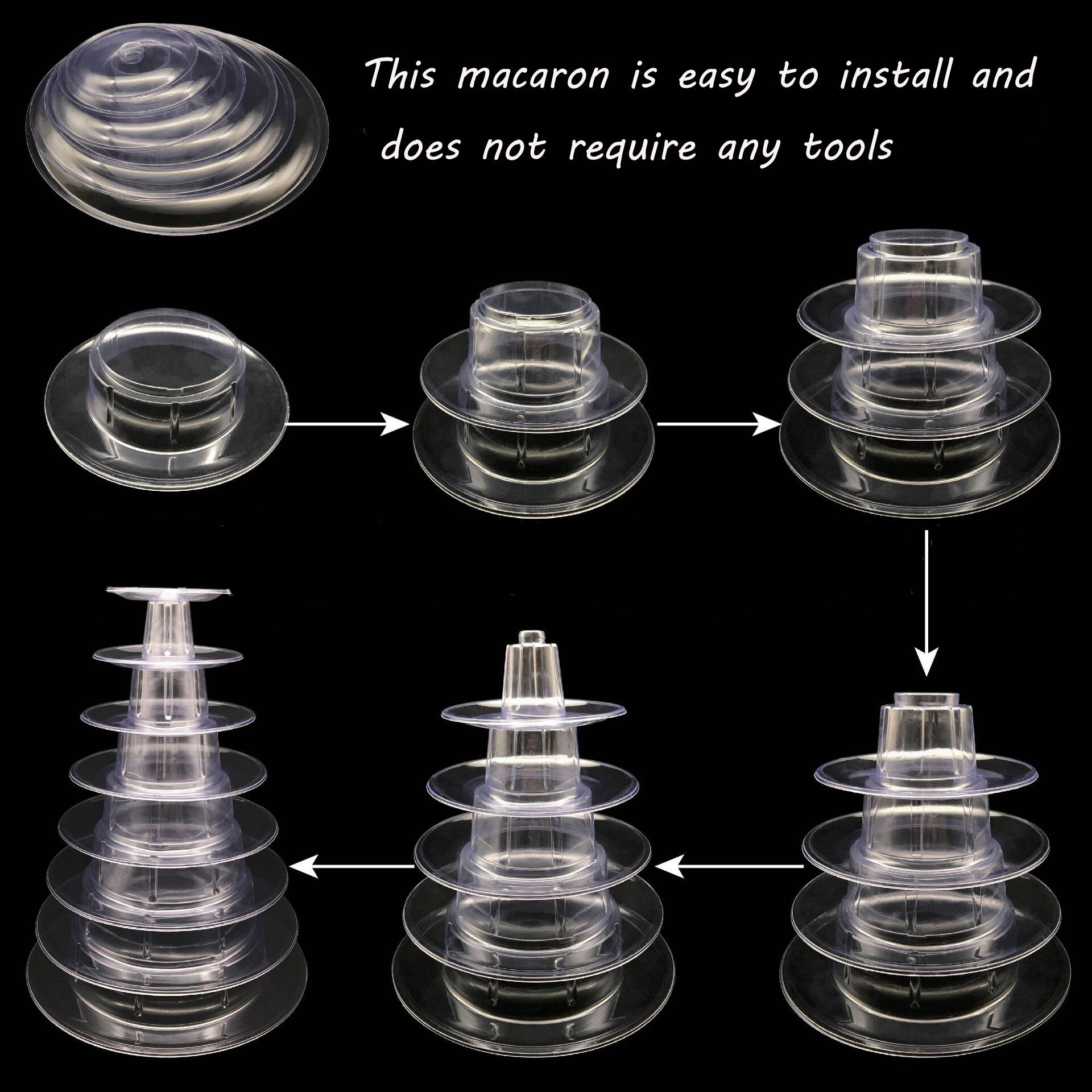 Clear 6 Layer Macaron Display Tower
