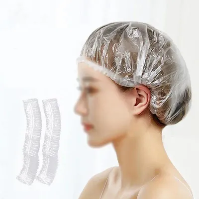 Clear Elastic Disposable Plastic Shower Caps (100 pcs)