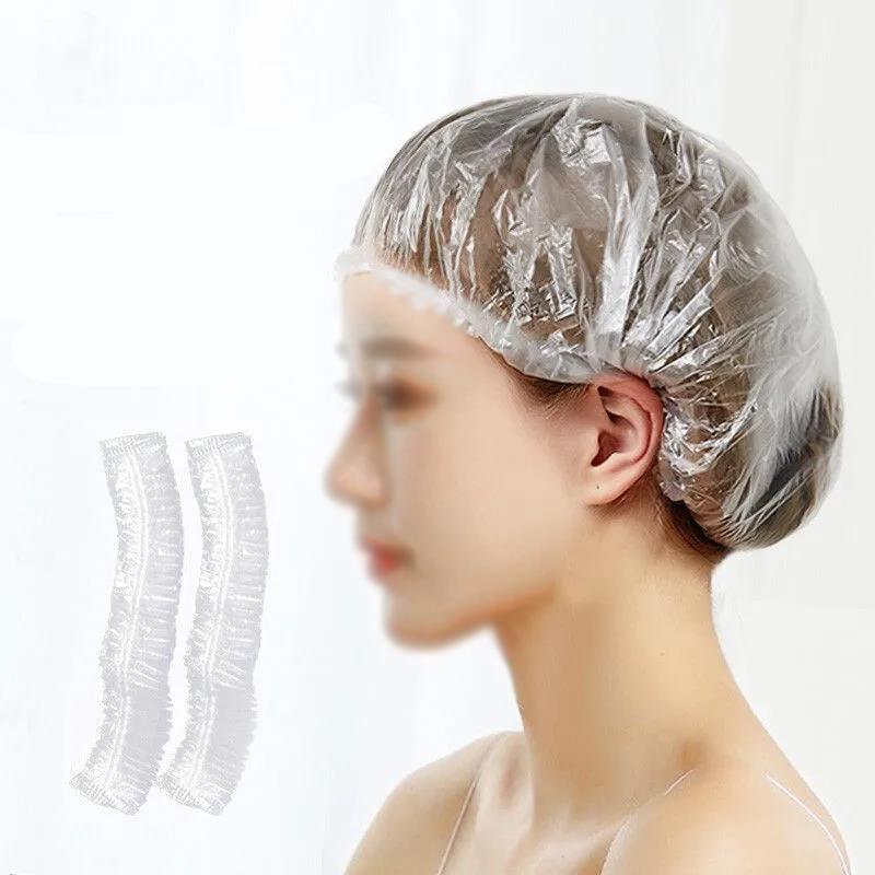 Clear Elastic Disposable Plastic Shower Caps (100 pcs)