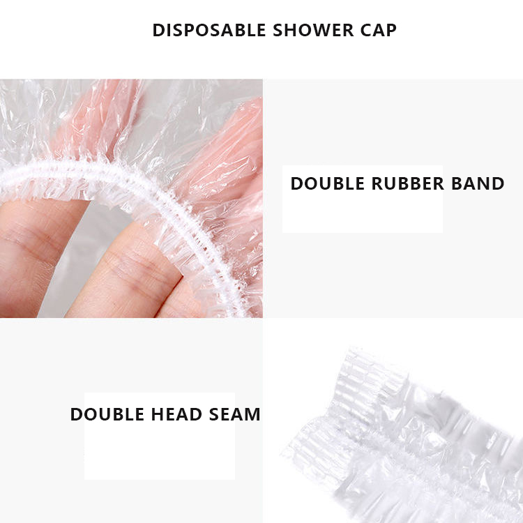 Clear Elastic Disposable Plastic Shower Caps (100 pcs)