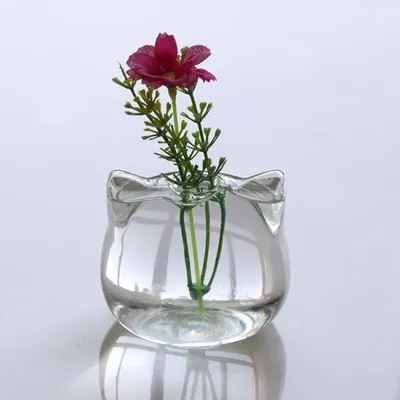 Clear Glass Cat Flower Vase
