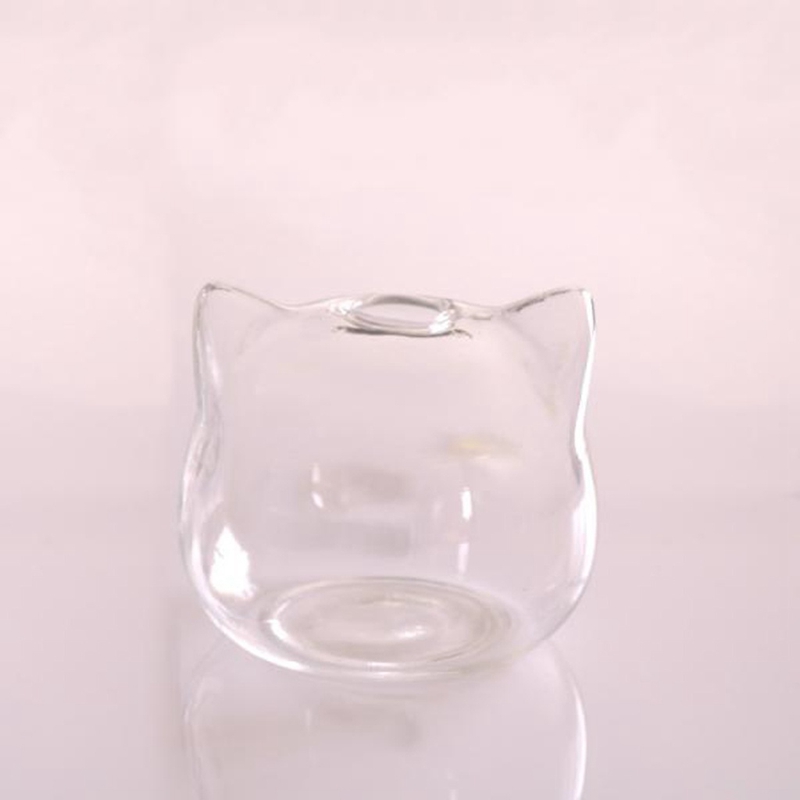 Clear Glass Cat Flower Vase