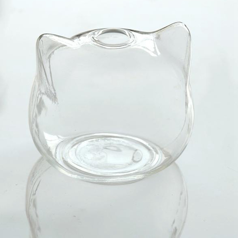 Clear Glass Cat Flower Vase