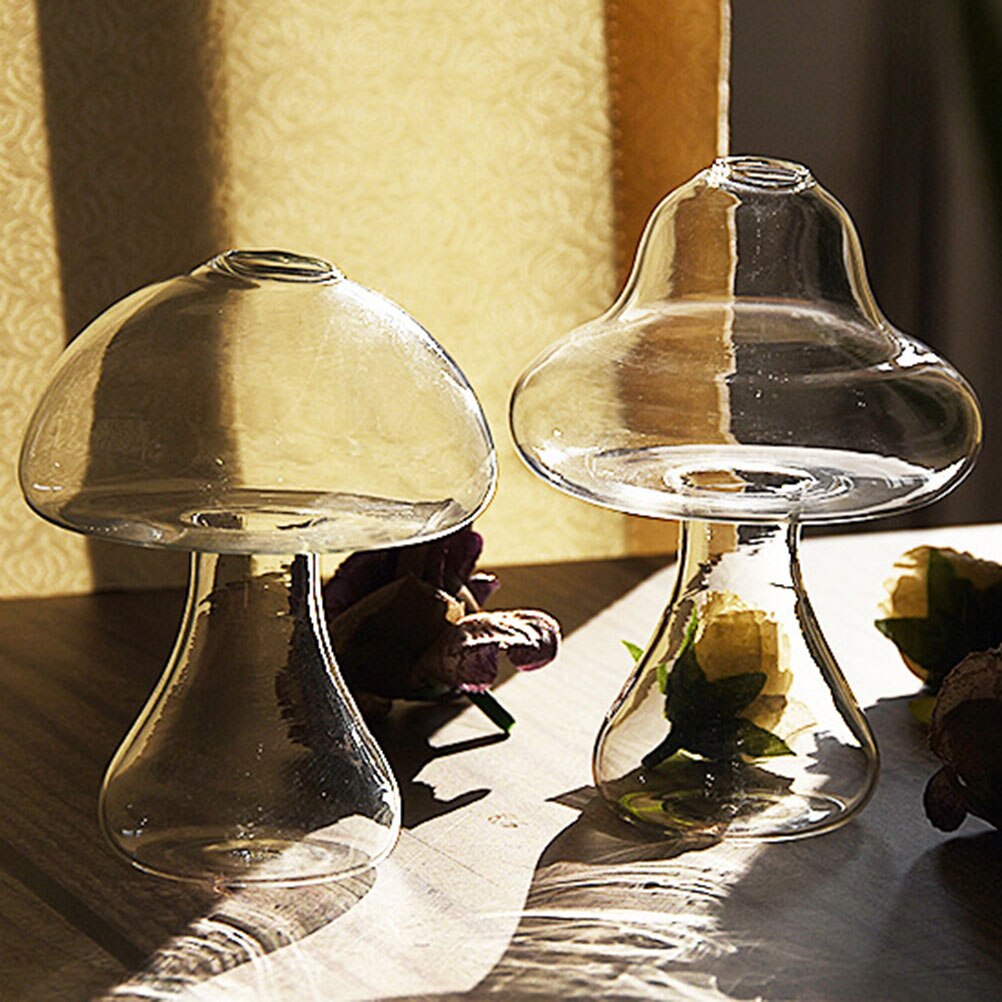 Clear Glass Hydroponics Mushroom Vase