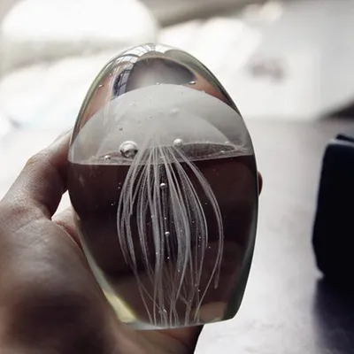 Clear Glass Jellyfish Paperweight Clear Glass Jellyfish Paperweight