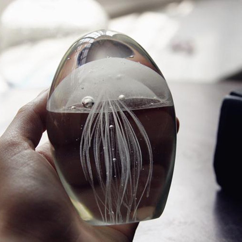 Clear Glass Jellyfish Paperweight Clear Glass Jellyfish Paperweight