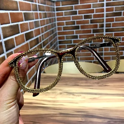 Clear Glasses Gold Rhinestone Eyewear Clear Glasses Gold Rhinestone Eyewear
