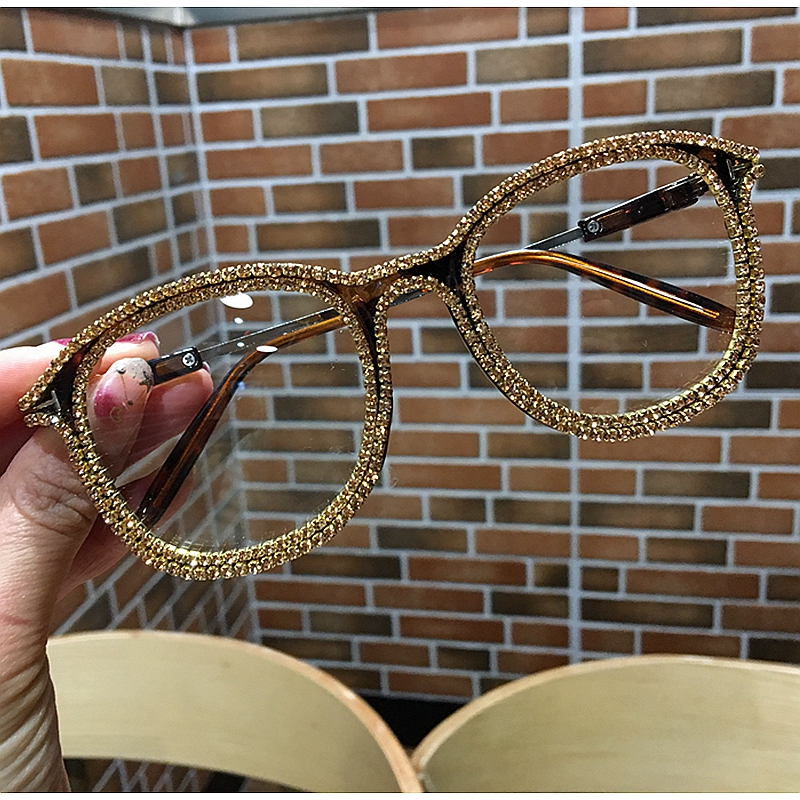 Clear Glasses Gold Rhinestone Eyewear Clear Glasses Gold Rhinestone Eyewear