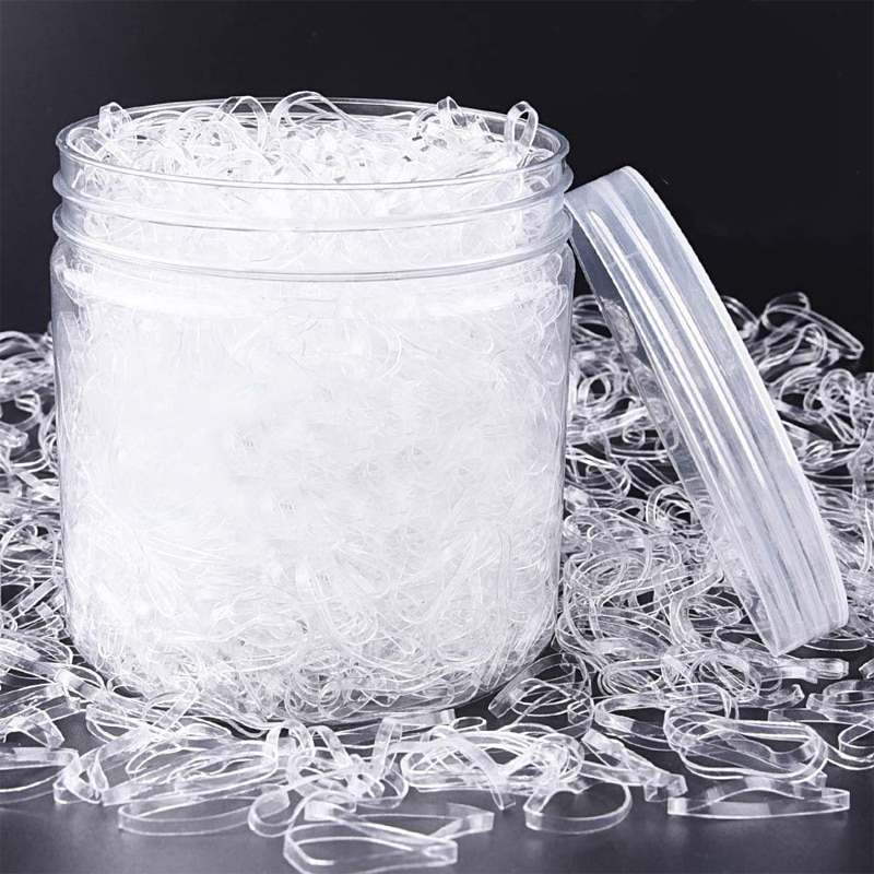 Clear Hair Bands Elastic Ties (1000 pcs)