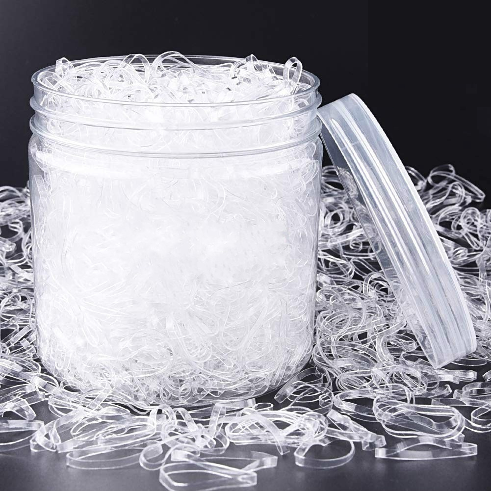 Clear Hair Ties Elastic Rubbers (1000 pcs)
