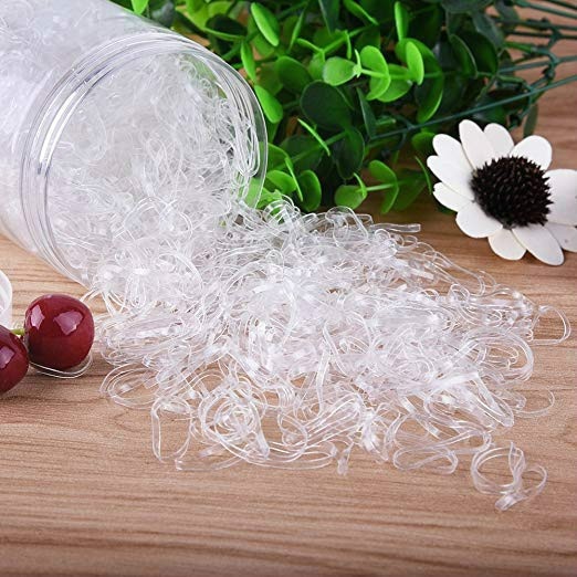 Clear Hair Ties Elastic Rubbers (1000 pcs)