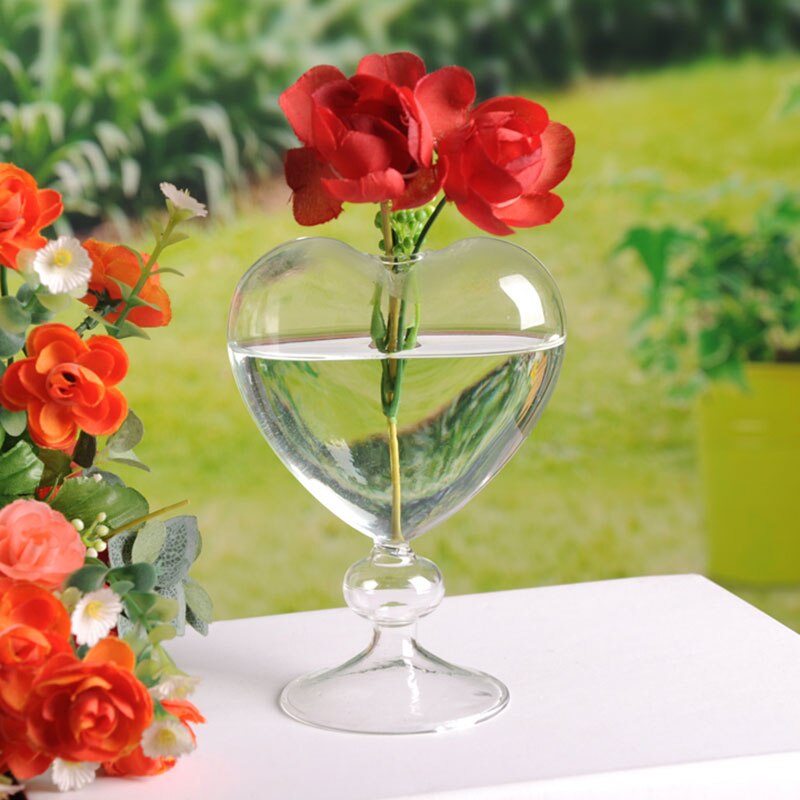 Clear Heart Glass Vase Home Decor