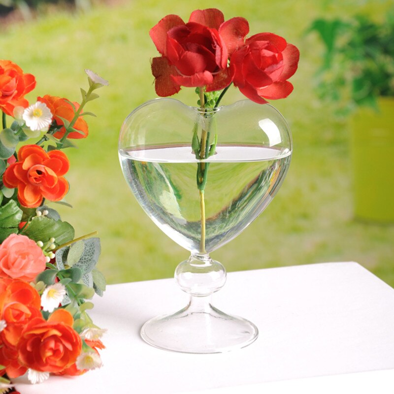 Clear Heart Glass Vase Home Decor
