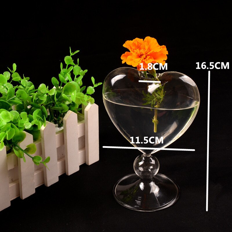 Clear Heart Glass Vase Home Decor