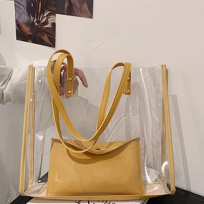 Clear Plastic Tote Bag with Pouch