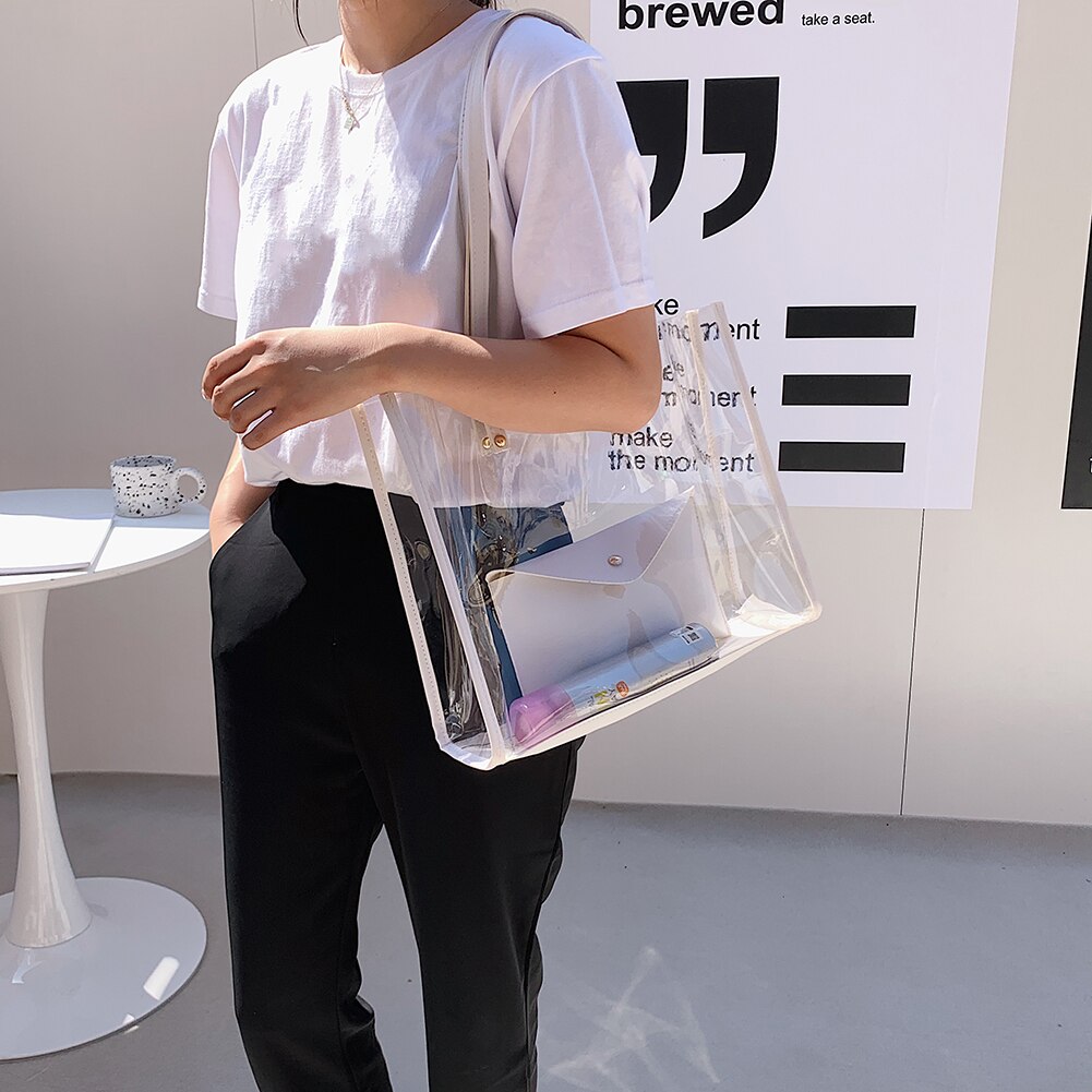 Clear Plastic Tote Bag with Pouch