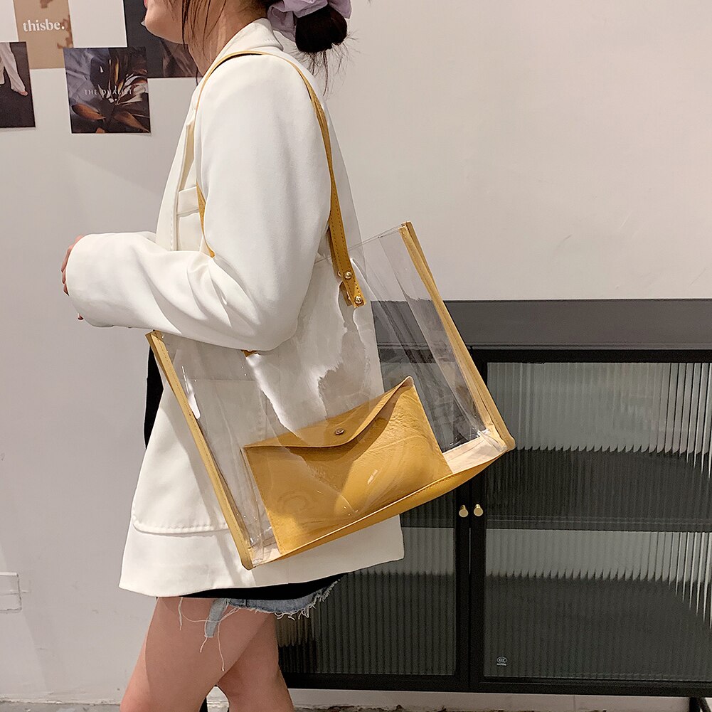 Clear Plastic Tote Bag with Pouch