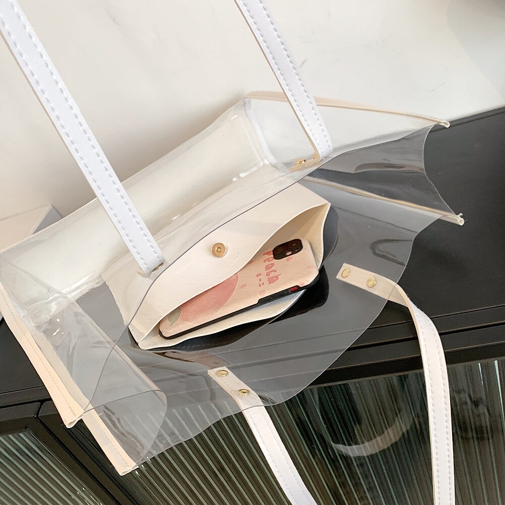 Clear Plastic Tote Bag with Pouch
