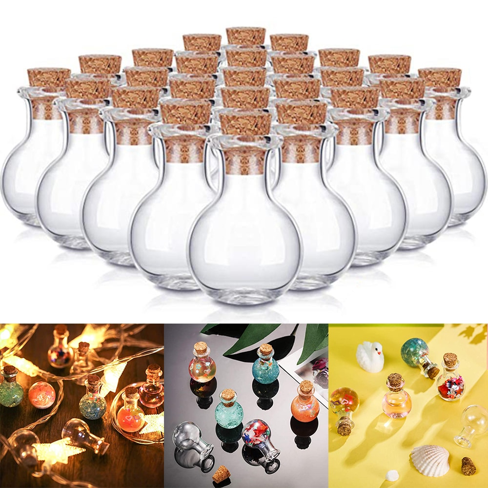 Clear Small Glass Bottles with Cork (10 pcs)