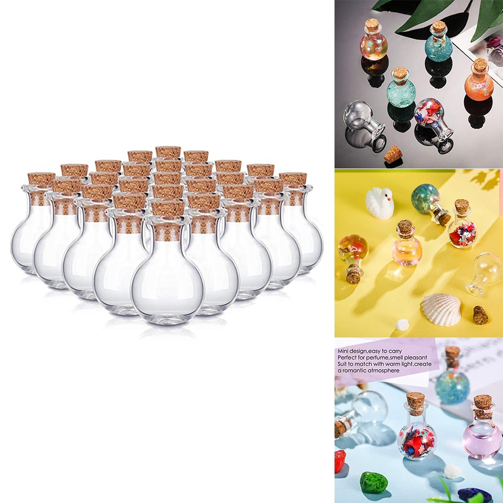 Clear Small Glass Bottles with Cork (10 pcs)