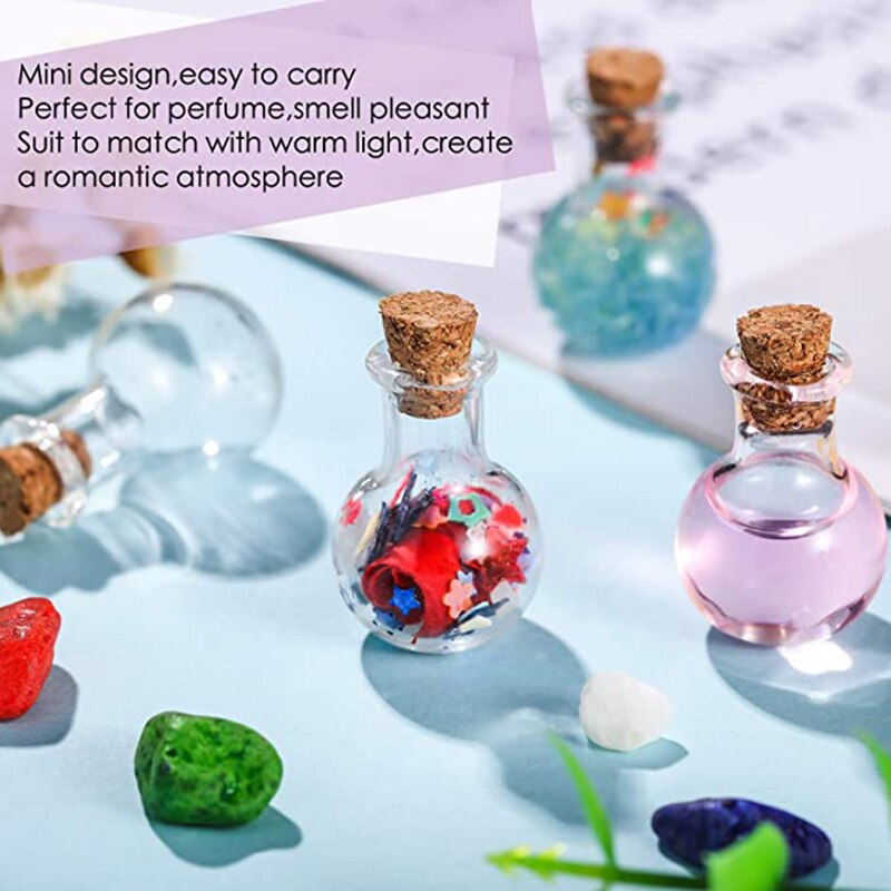 Clear Small Glass Bottles with Cork (10 pcs)