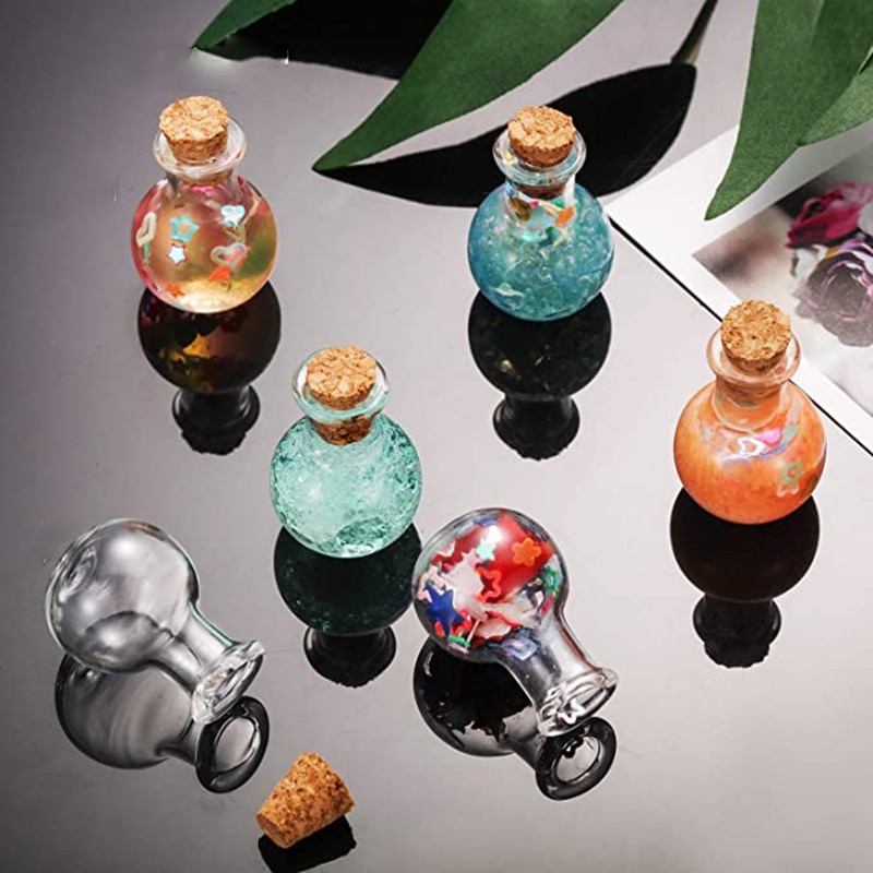 Clear Small Glass Bottles with Cork (10 pcs)