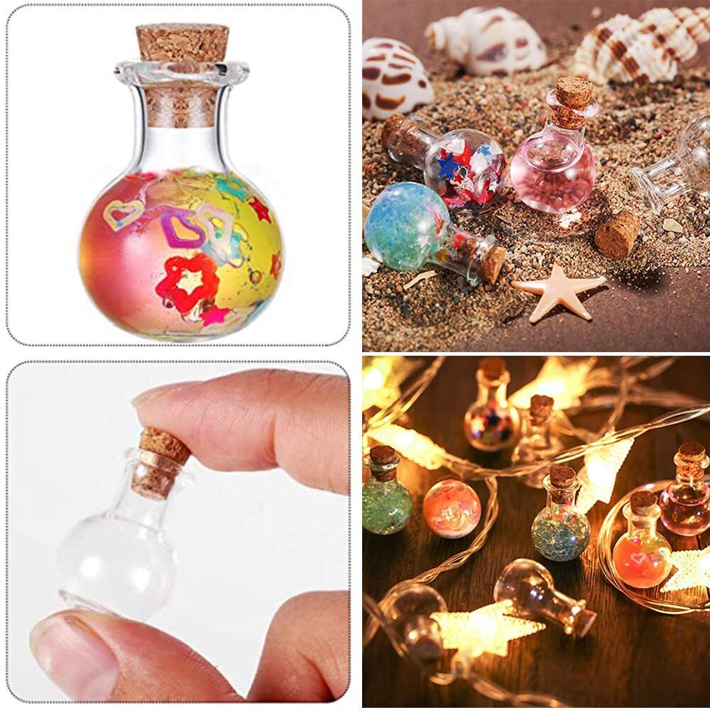Clear Small Glass Bottles with Cork (10 pcs)