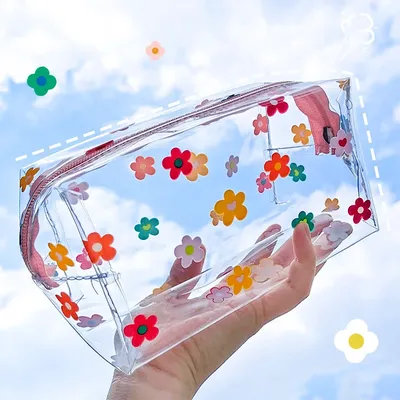 Clear Toiletry Bag Waterproof Pencil Case Transparent PVC Stationery Gift Girls Students Pencil Bag Kawaii Makeup Clear Toiletry Bag Waterproof Pencil Case Transparent PVC Stationery Gift Girls Students Pencil Bag Kawaii Makeup