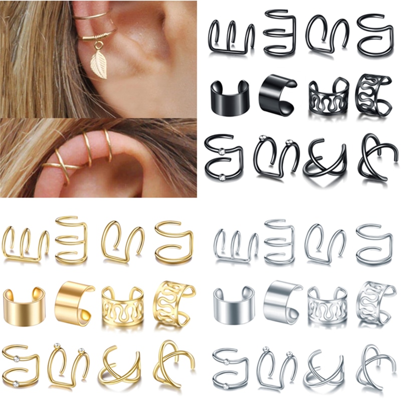 Clip On Earrings Ear Cuff Set (12 pcs)