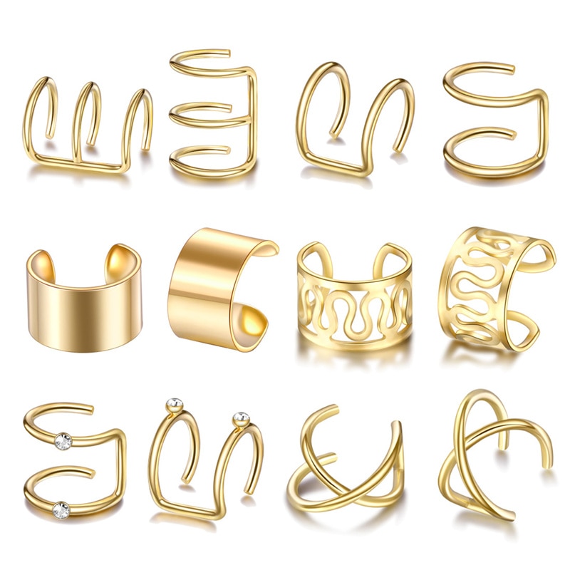Clip On Earrings Ear Cuff Set (12 pcs)