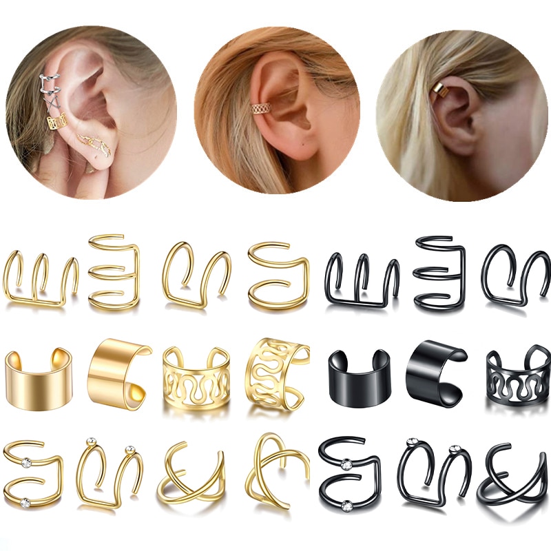 Clip On Earrings Ear Cuff Set (12 pcs)