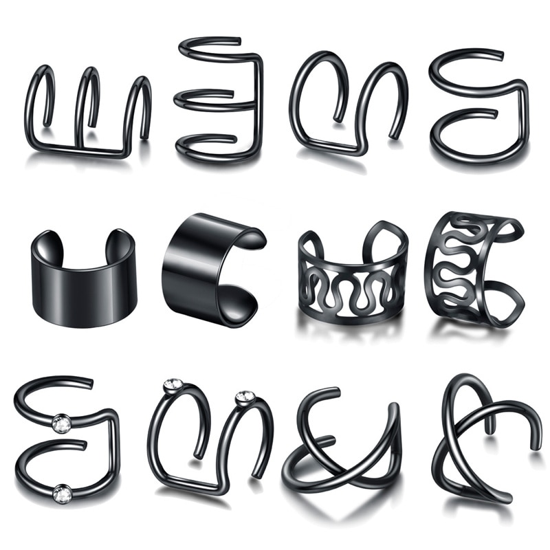 Clip On Earrings Ear Cuff Set (12 pcs)