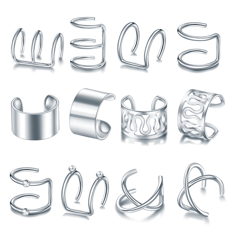 Clip On Earrings Ear Cuff Set (12 pcs)