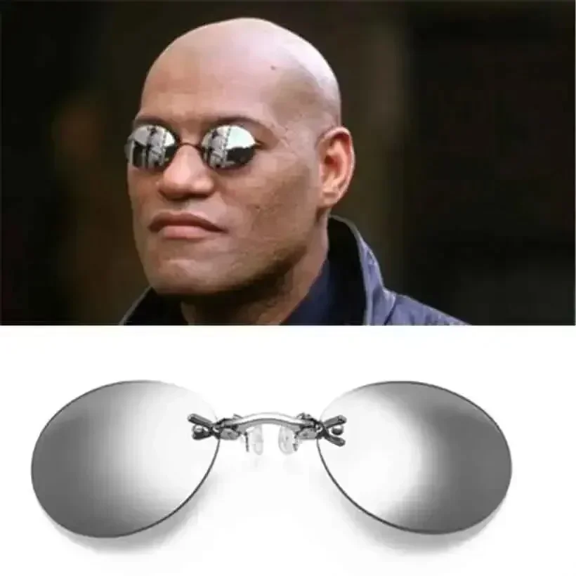 Clip On Nose Glasses Round Rimless Matrix Morpheus Sunglasses Mini Frameless Vintage Men Eyeglasses UV400 Clip On Nose Glasses Round Rimless Matrix Morpheus Sunglasses Mini Frameless Vintage Men Eyeglasses UV400
