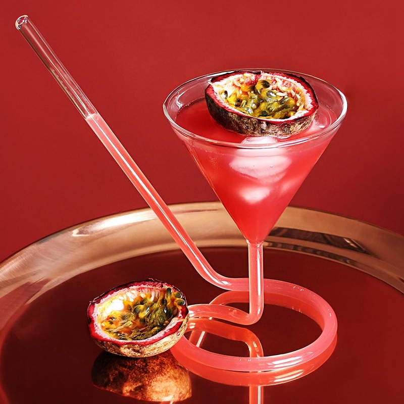 Cocktail Glass Elegant Spiral Straw Cocktail Glass Elegant Spiral Straw
